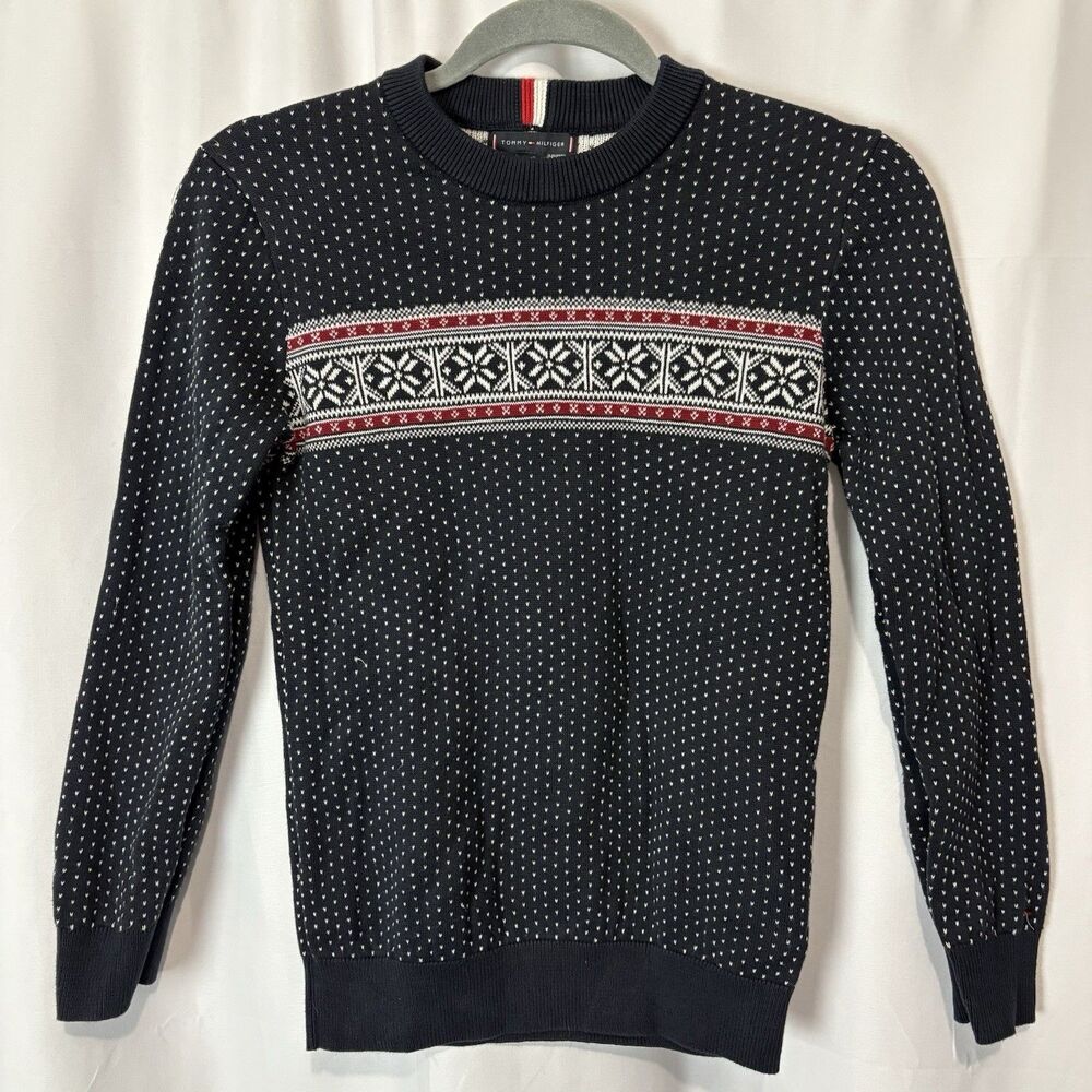 Tommy Hilfiger Boys Fair Isle Sweater Large 12-14 Cotton Holiday Preppy Classic - Picture 2 of 8